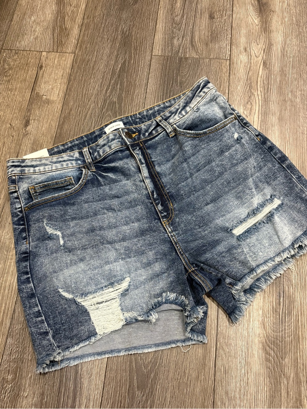 Sneak Peek Distressed Denim Shorts - Blue